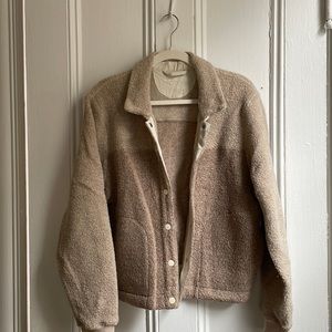 Outdoor Voices Fleece Bomber Jacket in oatmeal
